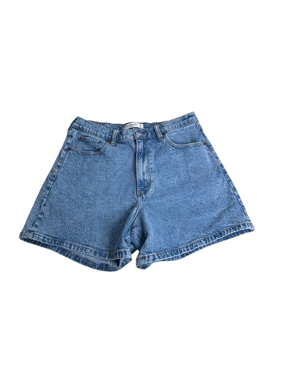 Abercrombie & Fitch High Rise The Dad Denim Short Medium Wash Size 31/12 - Picture 2 of 5